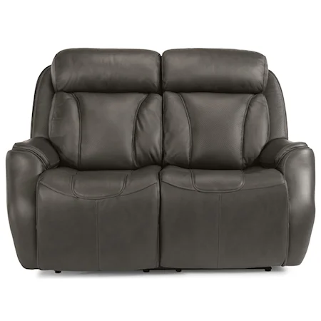 Contemporary Power Reclining Loveseat with Power Headrest